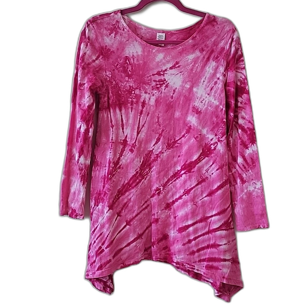Tie Dye Boho Hippie Dharma Trading Co. Pink Long Sleeve Tee